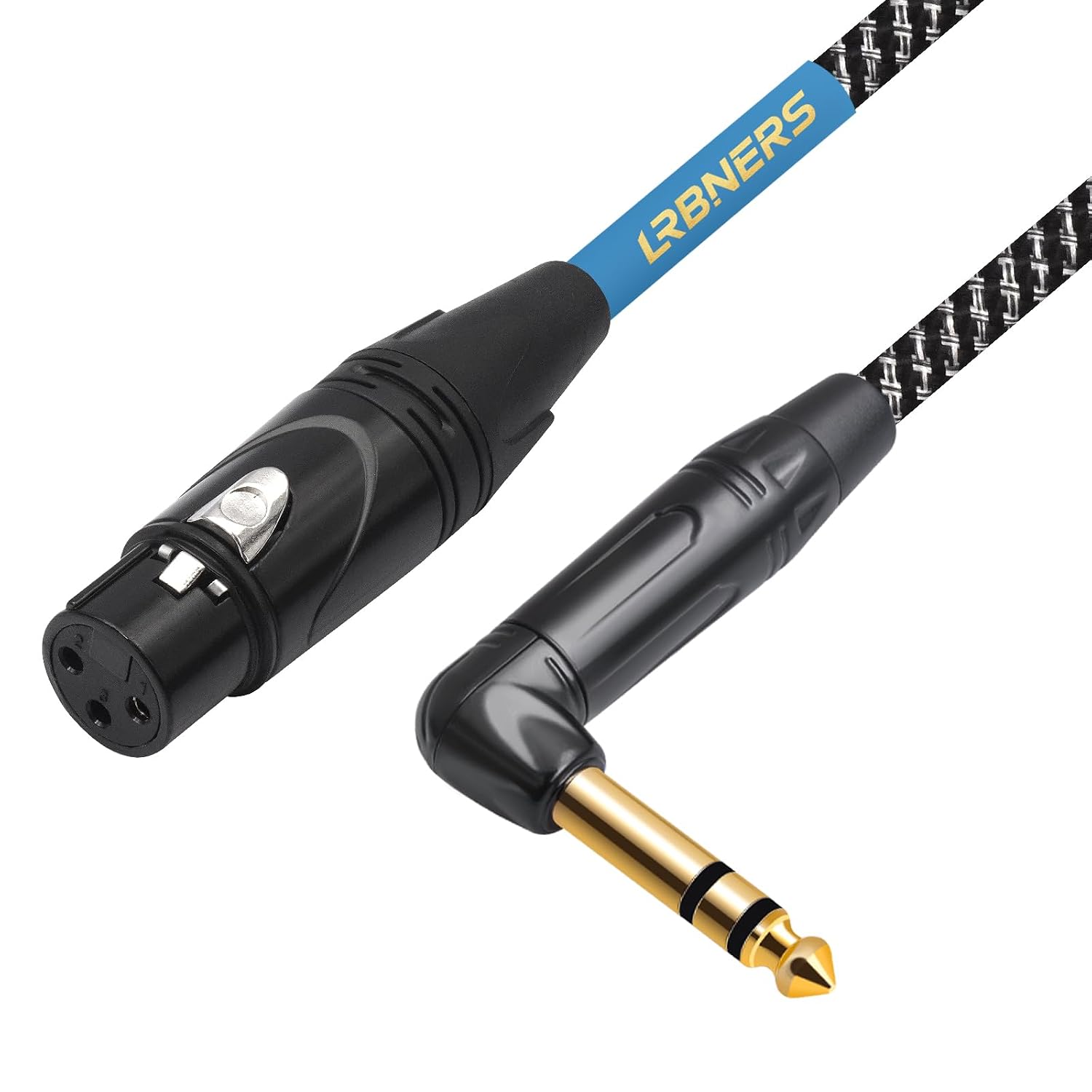 Detalle de Lrbners TC161GYX002-15 5FT Right-Angle TRS-to-XLR Cable, Braided Shield
