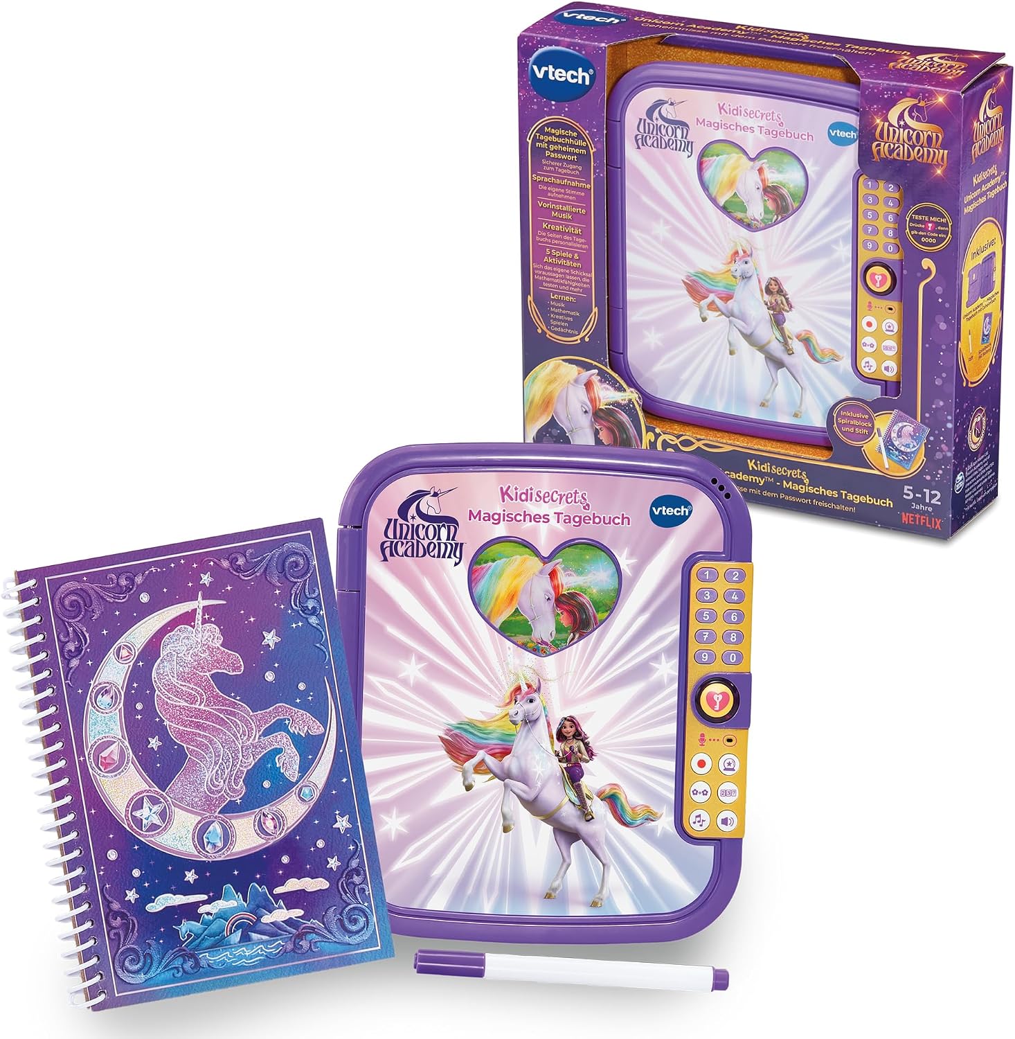 Detalle de VTech Unicorn Academy: Magisches Tagebuch mit Sophias Originalstimme für Kinder (5–12 Jahre)