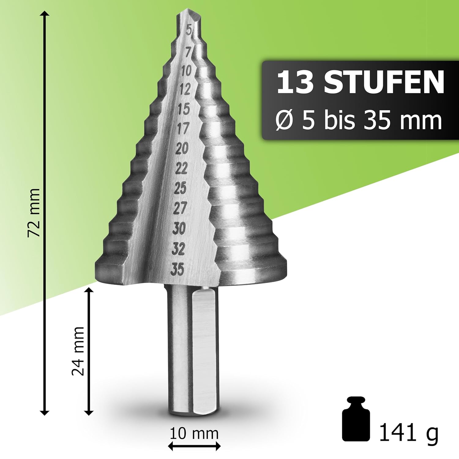 Thumbnail 3 de Pinava HSS Stufenbohrer 13 Stufen Konusbohrer 5-35 mm