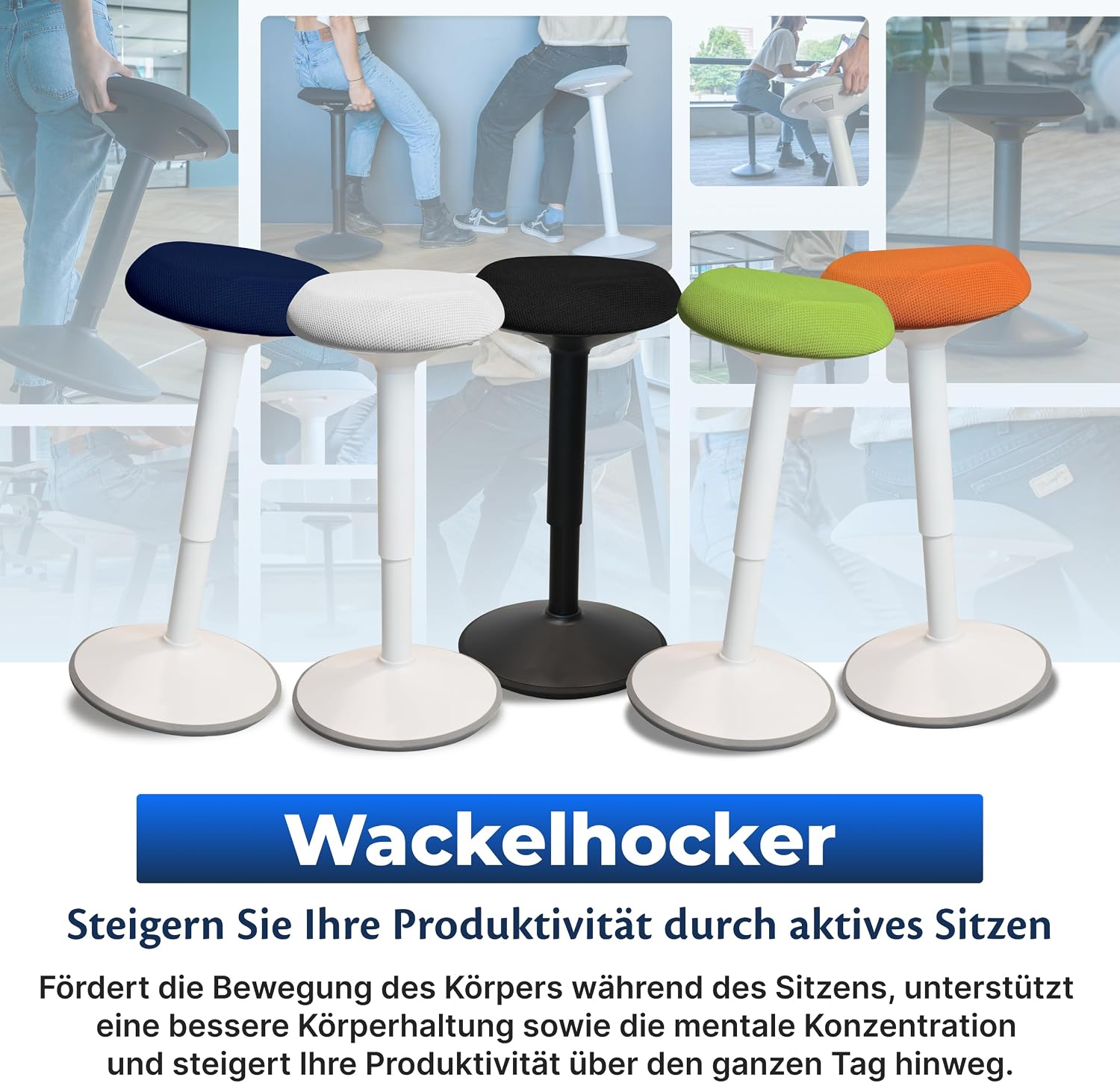 Detalle 2 de Backerz Bürohocker 55-80 cm