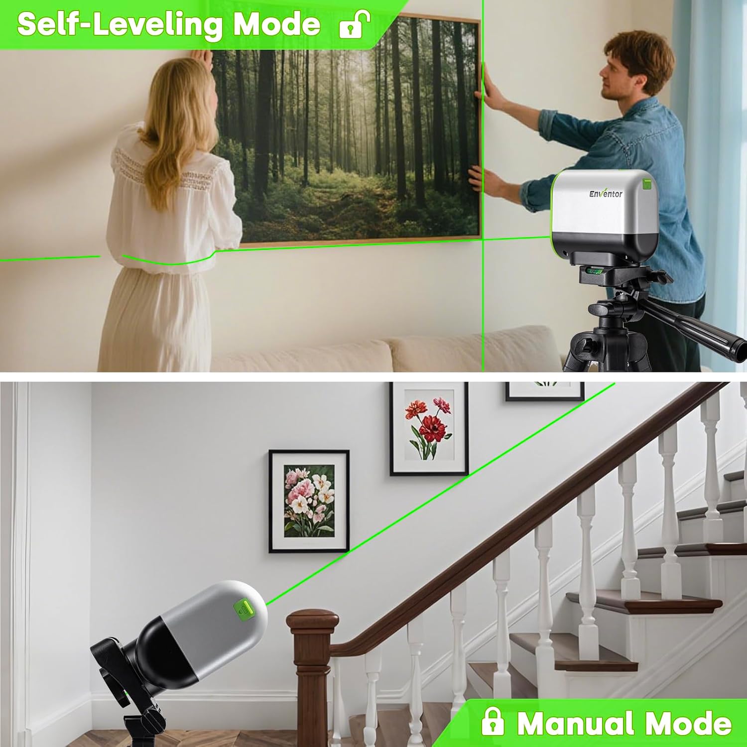 Thumbnail 4 de Enventor Rechargeable Laser Level with 25M Range, 360° Magnetic Base and Dual Laser Modules
