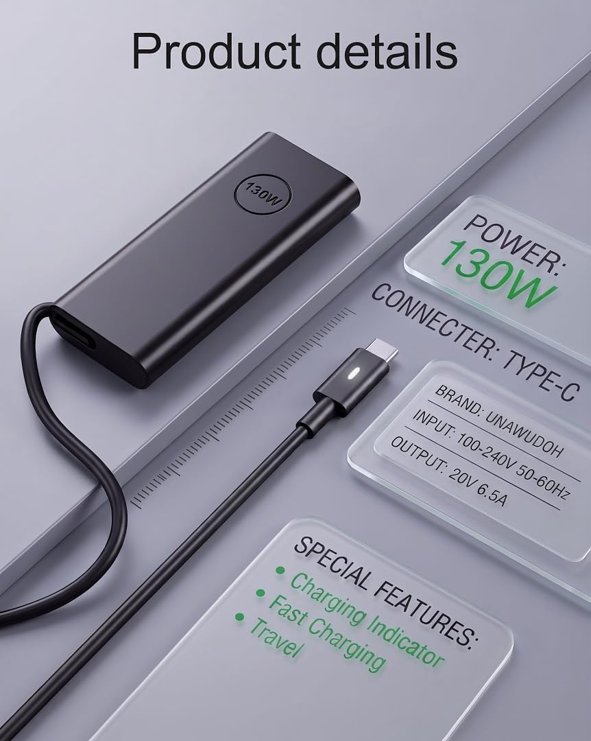 Thumbnail 3 de UNAWUDOH 130W USB-C Laptop Charger