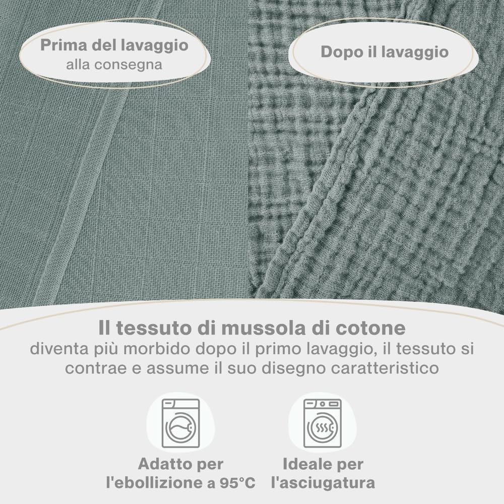 Thumbnail 1 de Laleni Mussole Neonato 70x70 cm, set da 10 asciugamani in cotone morbidissimo (verde)