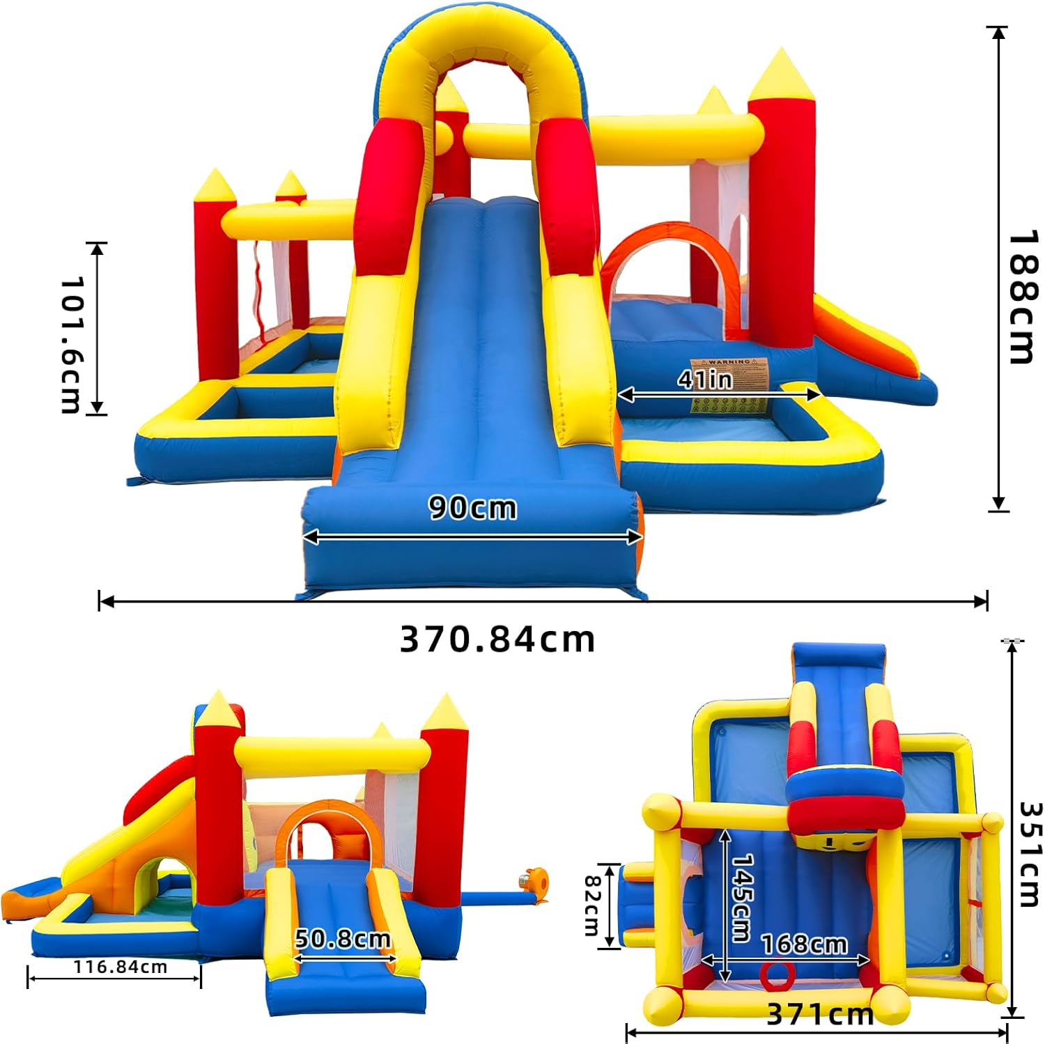 Thumbnail 1 de Ballsea Hüpfburg mit Gebläse – XXL-Kinderspielplatz mit Rutsche, Trampolin und Sicherheitsnetz (EN71, für 3–8 Jahre)