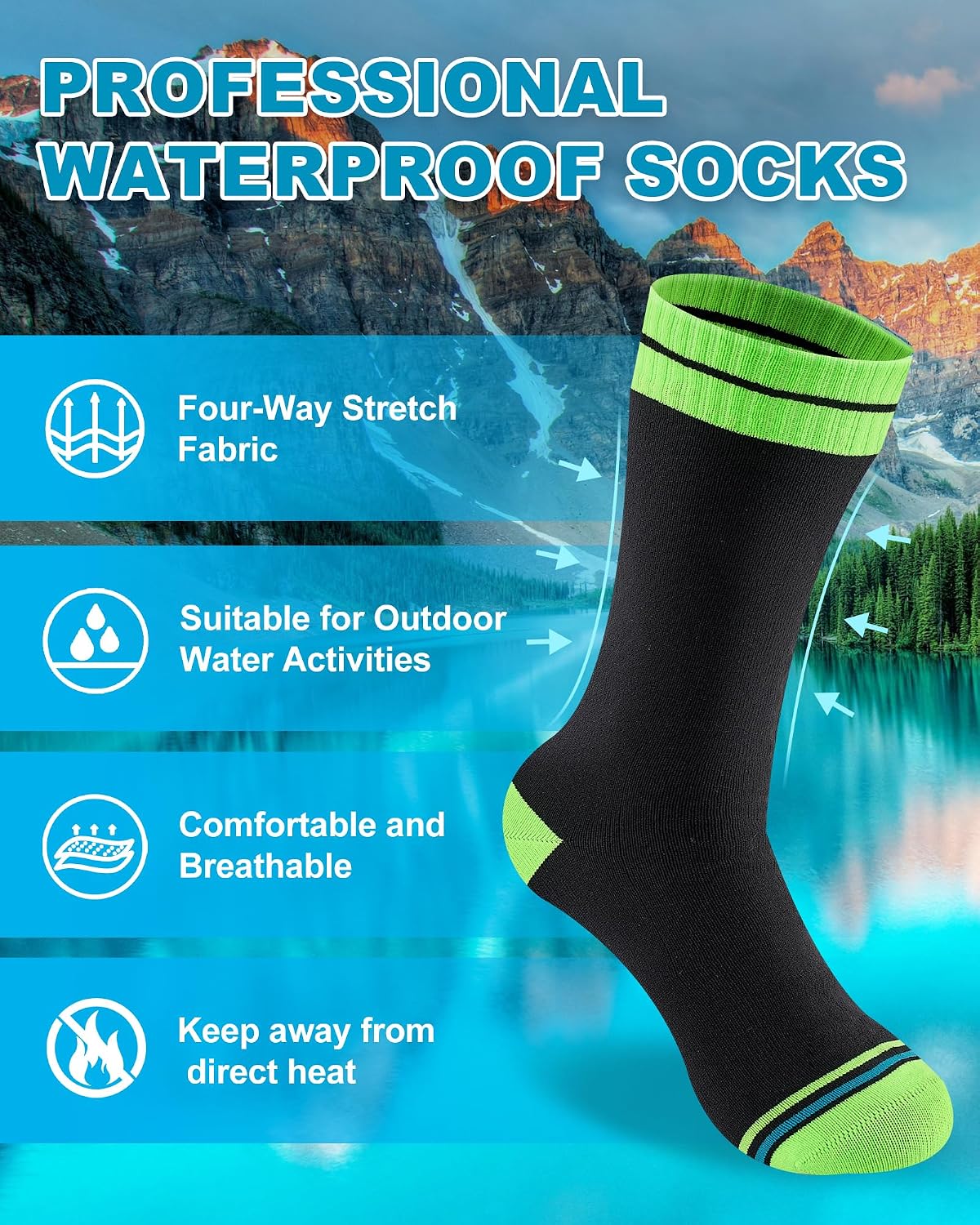 Detalle 2 de inaWarm Waterproof Socks for Men — Triple-Layer Protection for Wet Weather