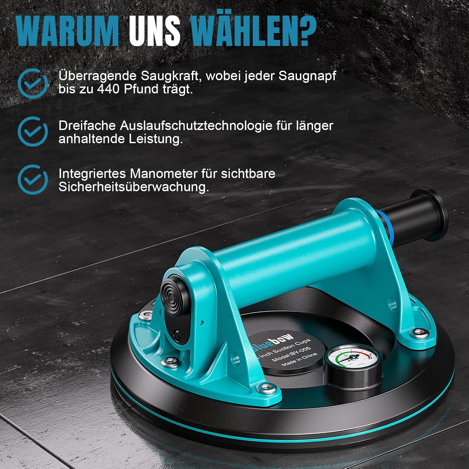 Thumbnail 4 de Saugheber Fliesen – 2er-Set Saugnapf mit Manometer, Tragkraft bis 200 kg pro Saugnapf