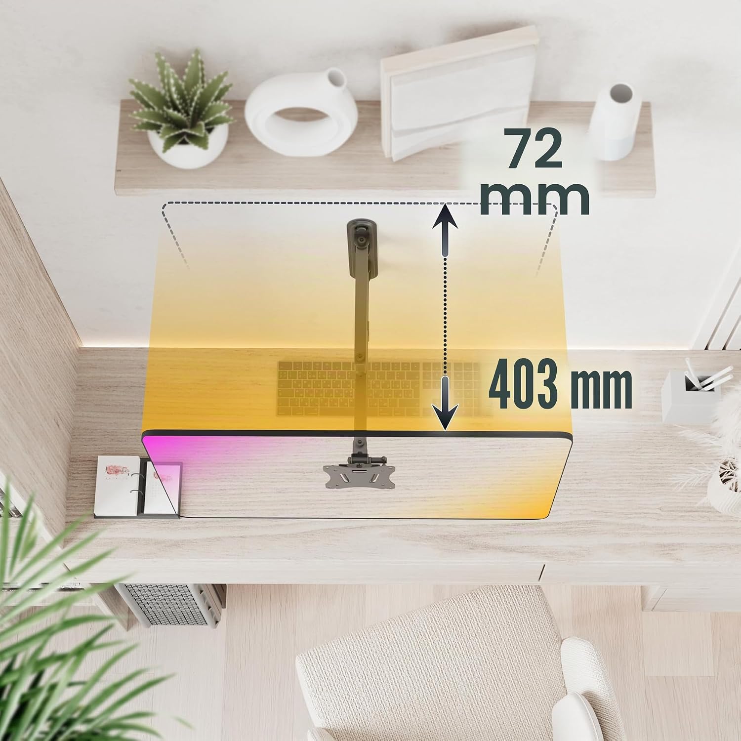 Detalle 2 de RICOO S7211 Supporto monitoro a muro girevole/inclinabile per schermi 13–27" (33–69 cm) con porta VESA 75x75–100x100