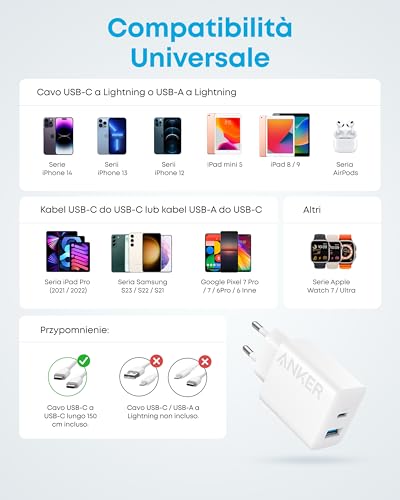 Thumbnail 6 de Anker Caricatore iPhone 20 W USB C rapido da parete: potenza, compatibilità e praticità in viaggio