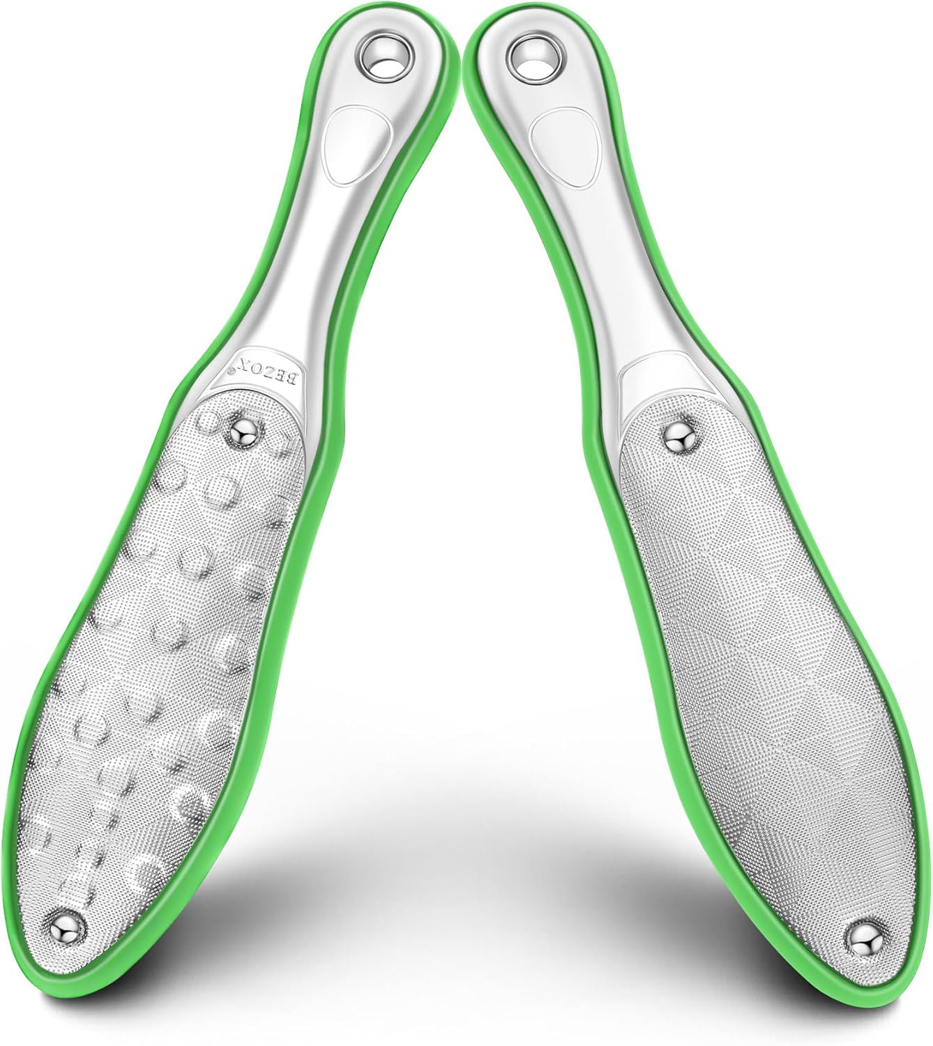 Detalle de BEZOX Heavy Duty Stainless Steel Full Body Foot File (Green) – Double-Sided Pedicure Callus Remover