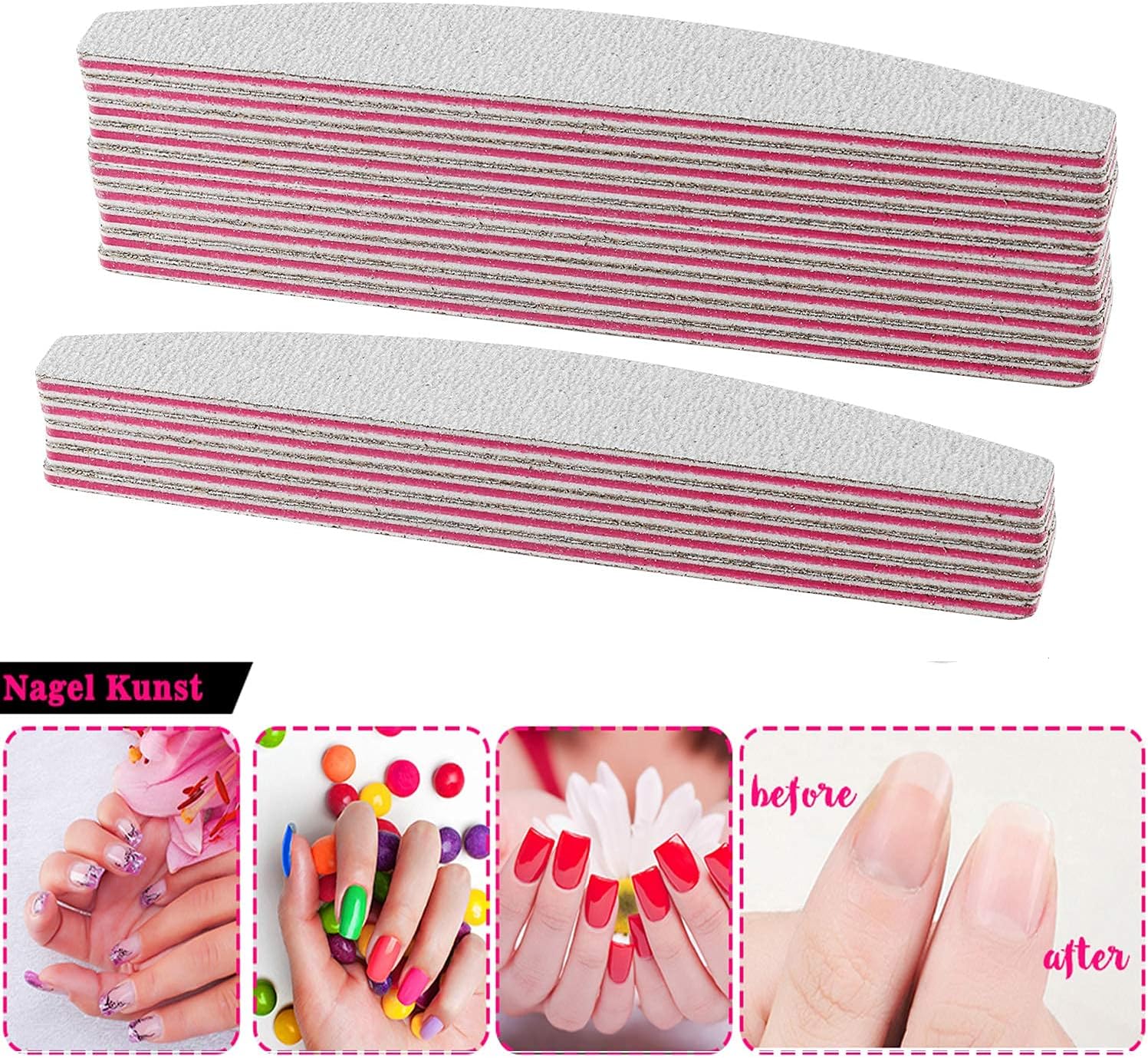 Detalle 2 de AYITOO Nagelfeilen 50 StĂĽck 100/180 đź’…