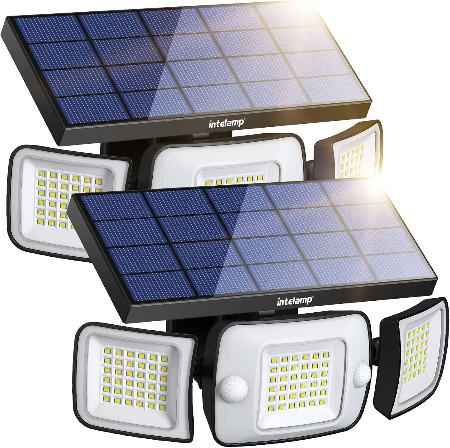 Detalle de intelamp Solar Outdoor Floodlight with Dual Motion Sensors, 270° Lighting and 3 Modes