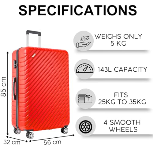 Detalle de FLYMAX 32" Extra Large 125 Litre ABS 4-Wheel Suitcase review