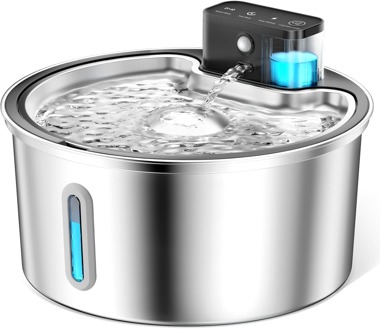 Detalle de PawPoll wireless cat water fountain (3.2L) stainless steel cordless pet dispenser