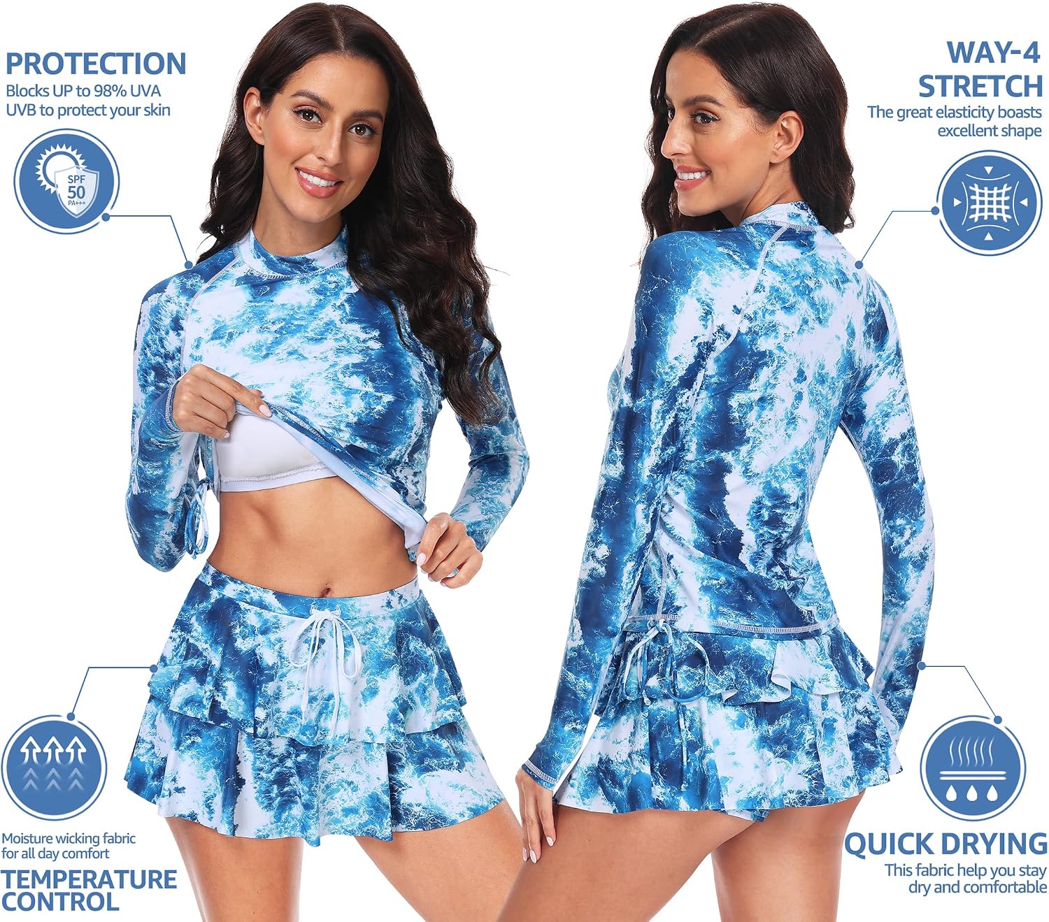 Thumbnail 2 de UNIQUEBELLA Rash Guard Swimsuit UPF 50+ for Women