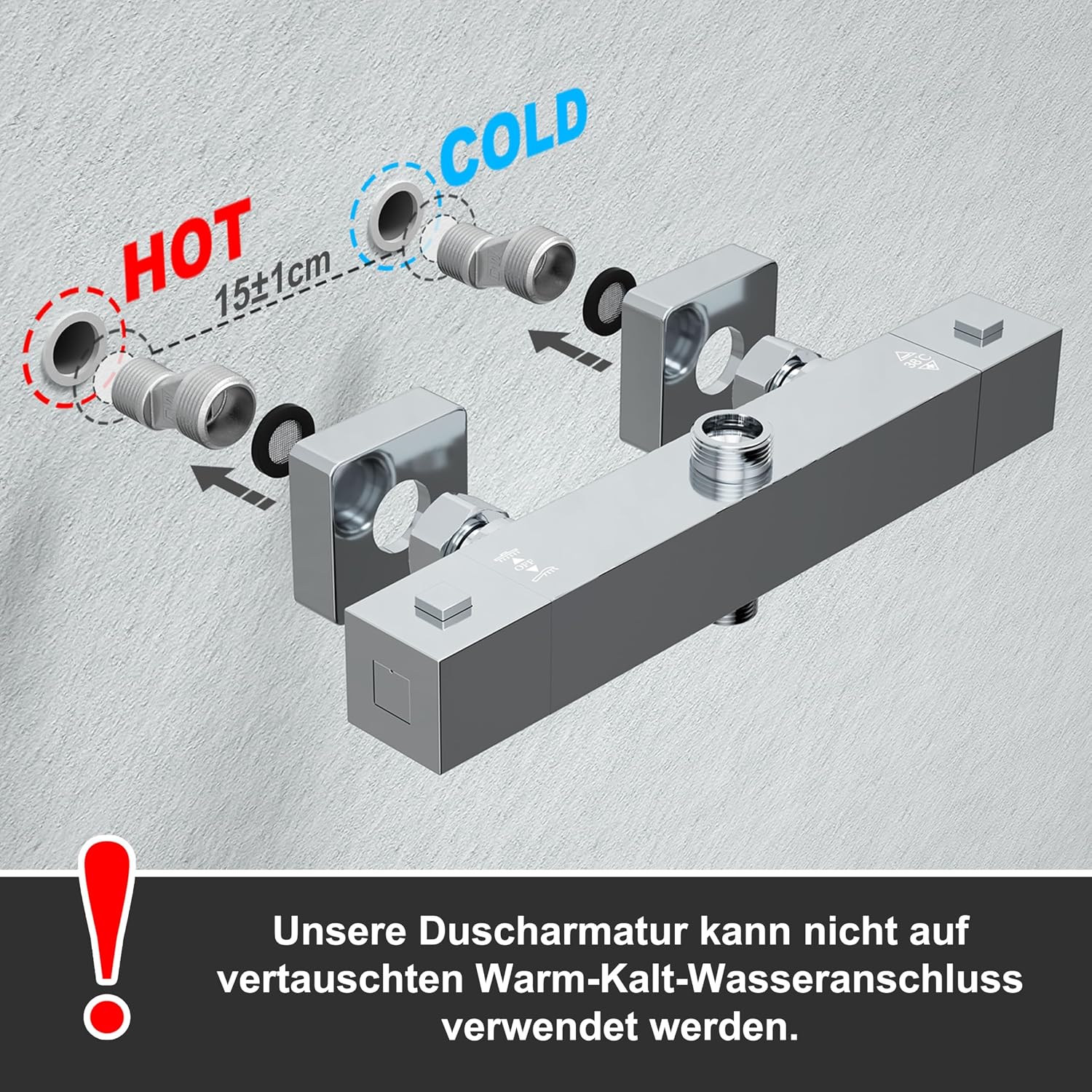 Detalle de JOHO Thermostat-Duschset mit Regendusche und 304 Edelstahl Kopfbrause (Eckig 30x30 cm)