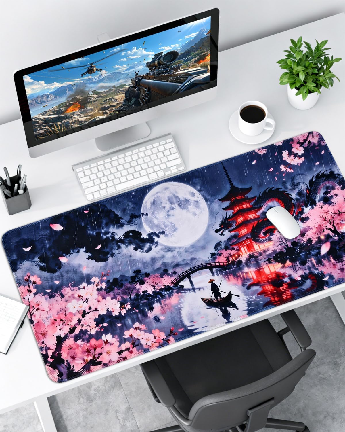 Thumbnail 5 de XXL Gaming-Mauspad mit Anime-Japan-Kunst (900×400 mm) – rutschfeste Unterseite & 3 mm Dicke