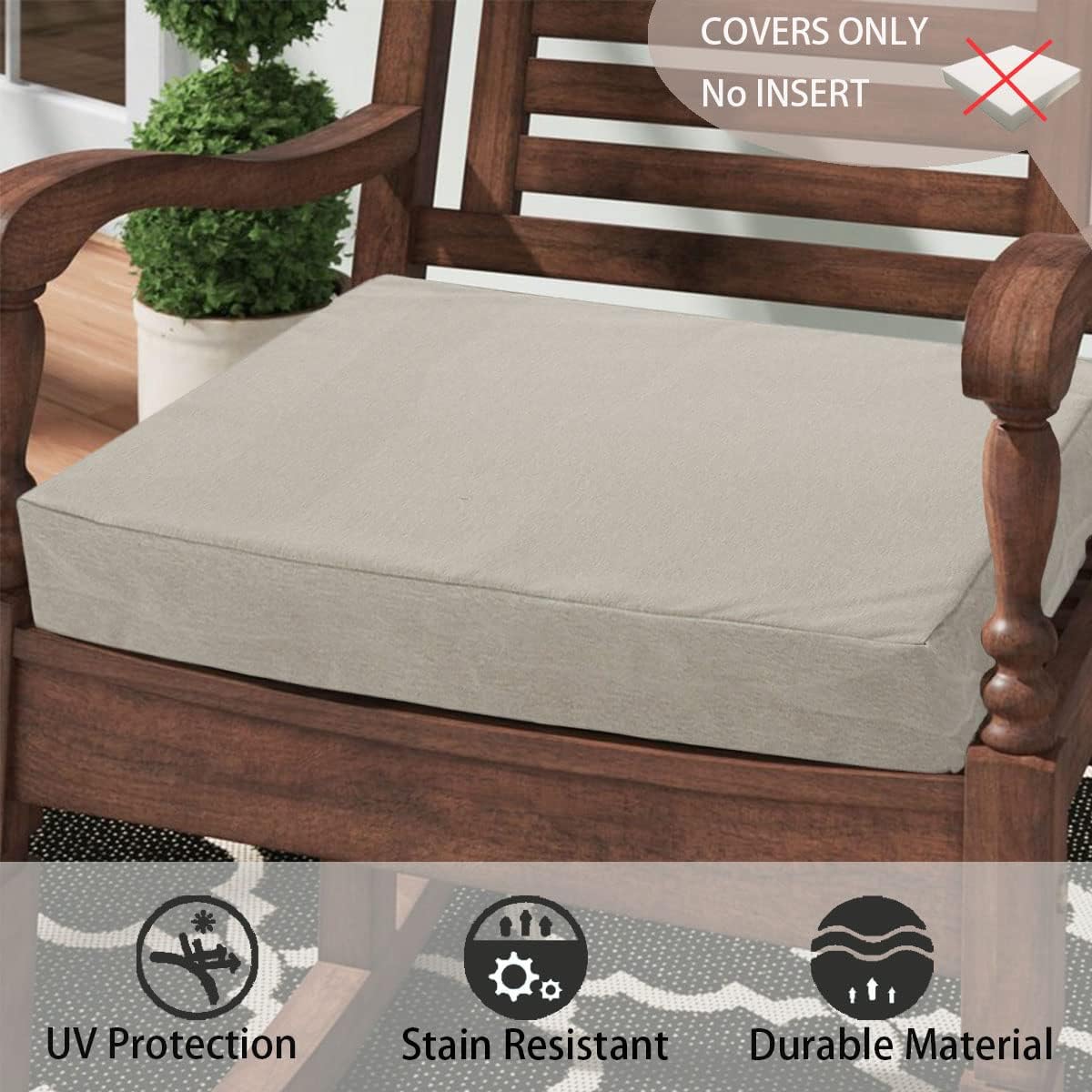 Detalle 2 de FUNHOME Outdoor Cushion Covers 24 x 22 x 4 Inches