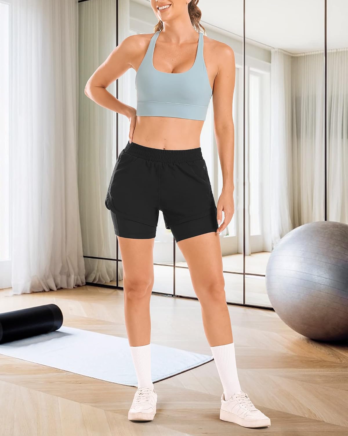 Thumbnail 6 de Stelle Women 2 in 1 Running Shorts: High-Waisted, Pockets, and Layered Comfort