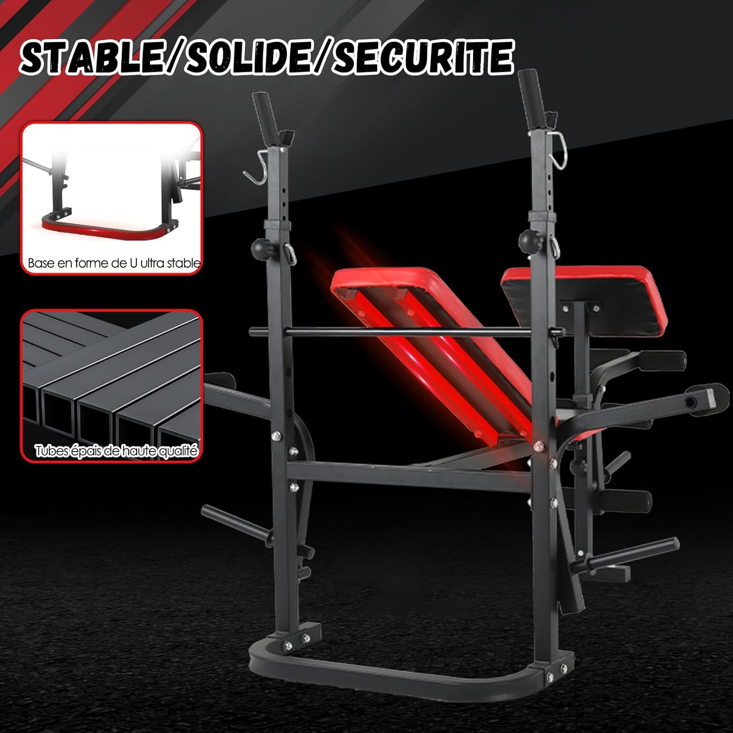 Thumbnail 6 de ISE Banc Musculation Complet – Banc de Musculation Multifonction, inclinable et pliable