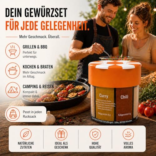 Detalle 2 de ration1 Camping Gewürze Set, 6-in-1 Gewürzstreuer – kompakter Reisebegleiter für Outdoor