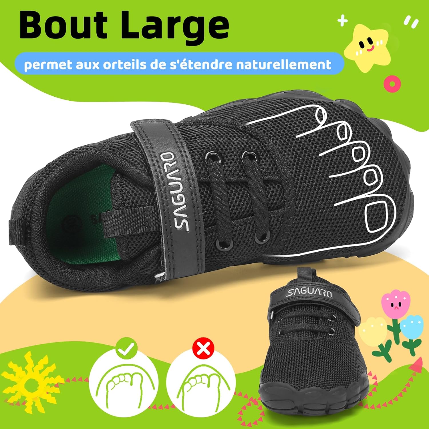 Thumbnail 1 de SAGUARO Enfants Chaussures Minimalistes Antidérapantes et Légères Barefoot Shoes, Tailles 24-36