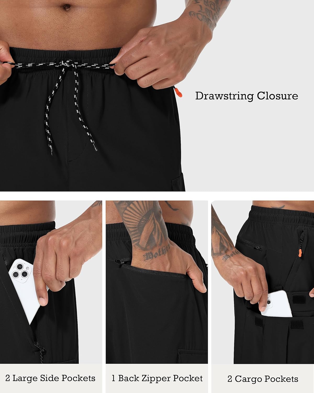 Thumbnail 4 de Men’s Cargo Shorts Quick-Dry Lightweight Stretch Hiking Shorts with 5 Pockets (No Lining)