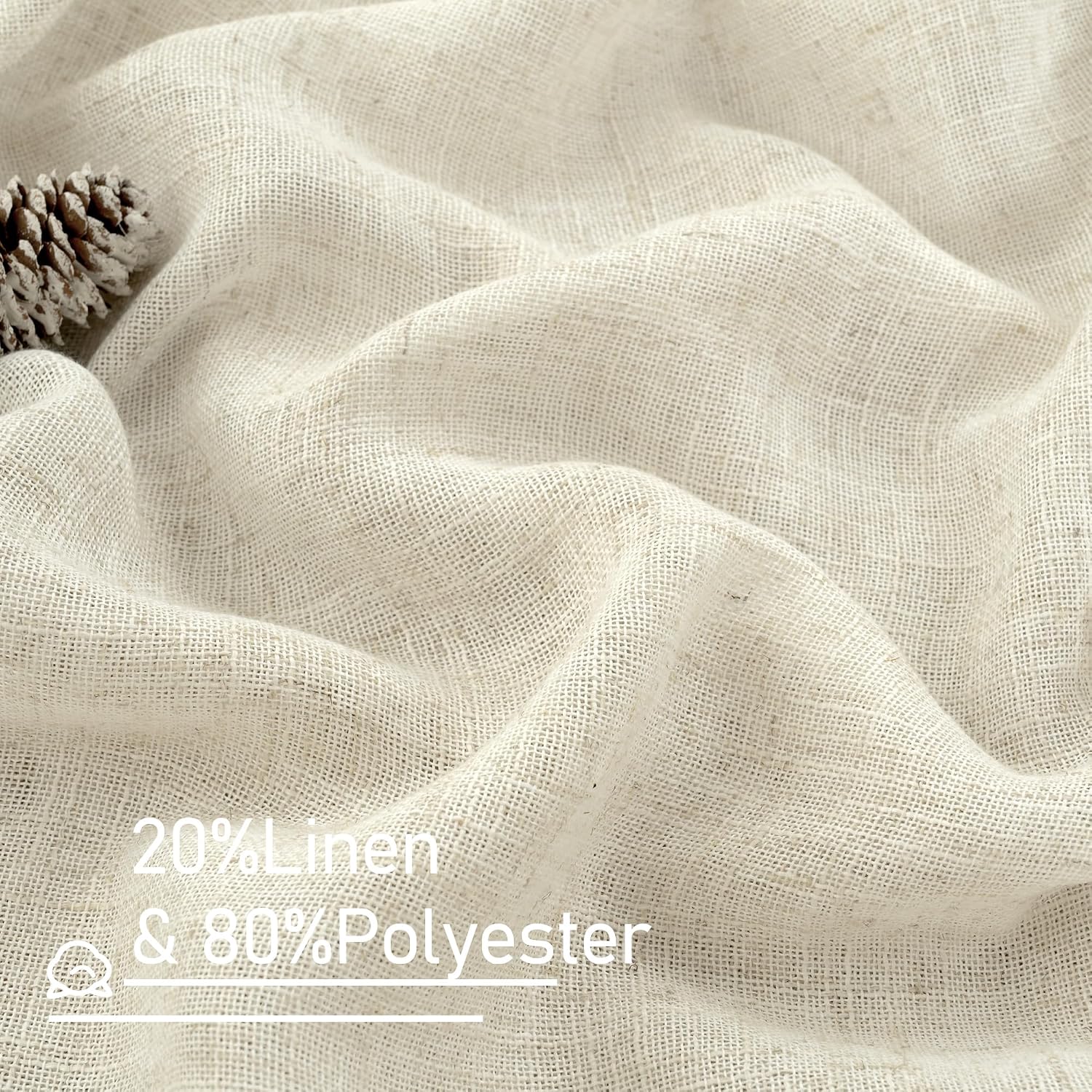 Detalle 2 de LAMIT Natural 34 x 45 Linen-Blend Light-Filtering Curtains, 2 Panels