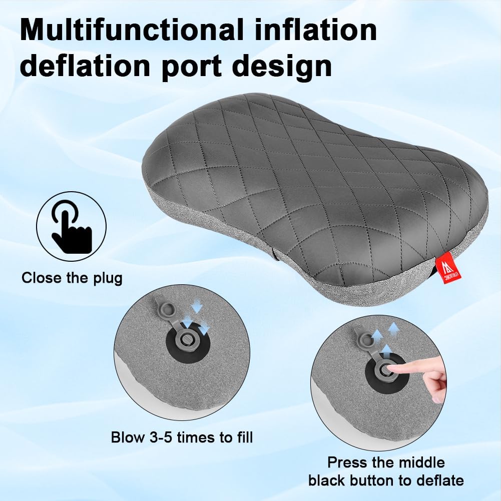 Detalle de Flintronic Aufblasbares Kissen für Camping und Reise – Ultralight, Ergonomisch, Abnehmbarer Bezug