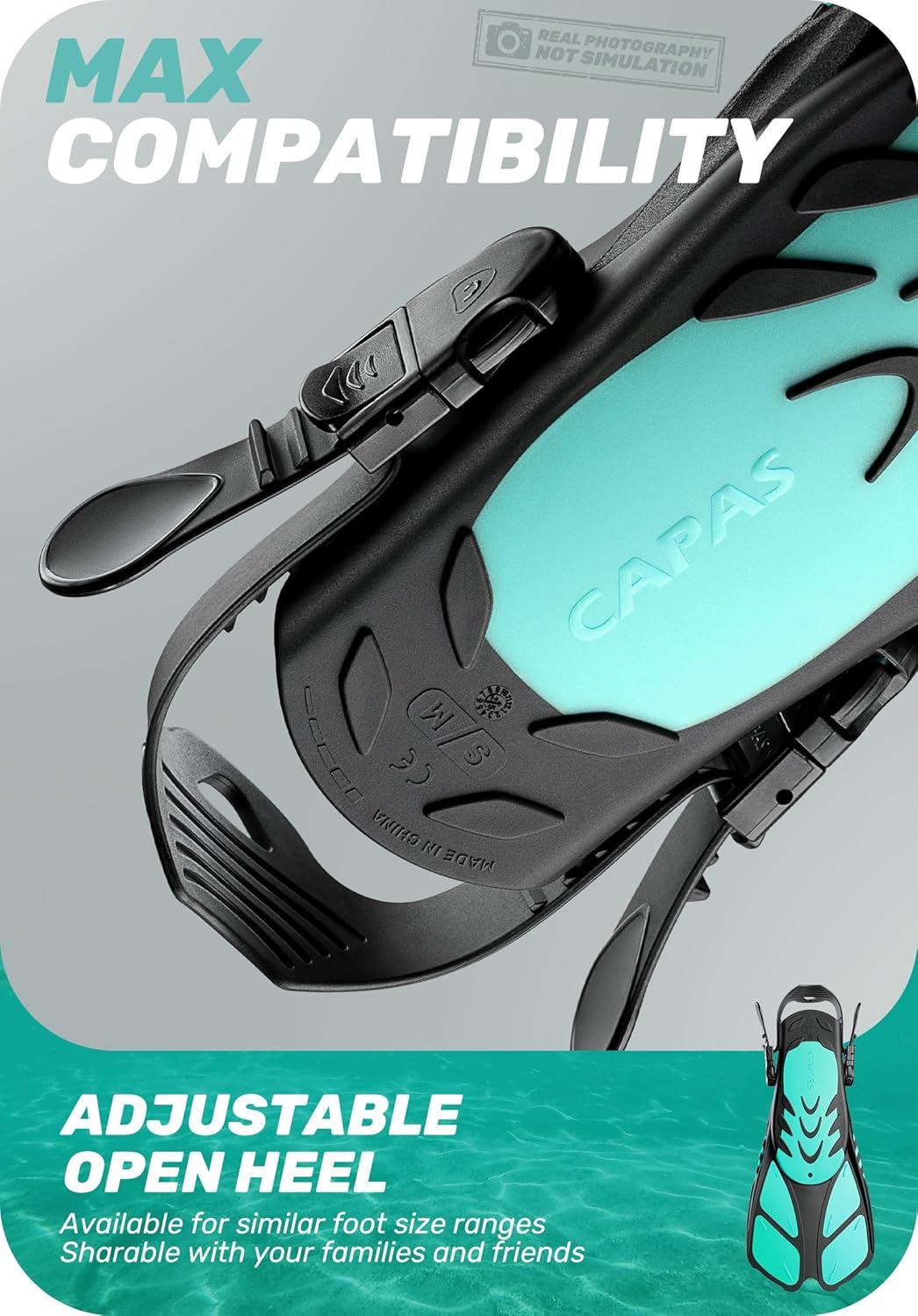 Thumbnail 3 de CAPAS Snorkel Fins: Travel-Size Open-Heel Swim Fins for All Ages