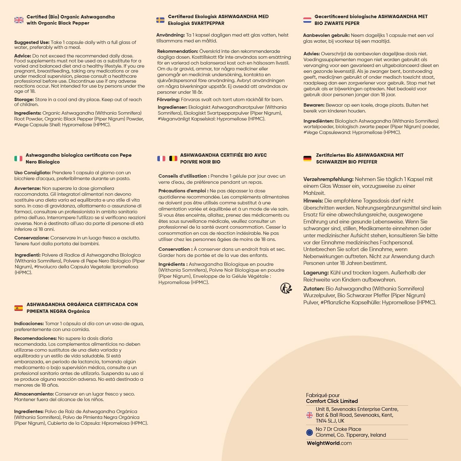 Thumbnail 4 de Ashwagandha Bio 180 Gélules Vegan – Withania Somnifera et Poivre Noir Bio, WeightWorld