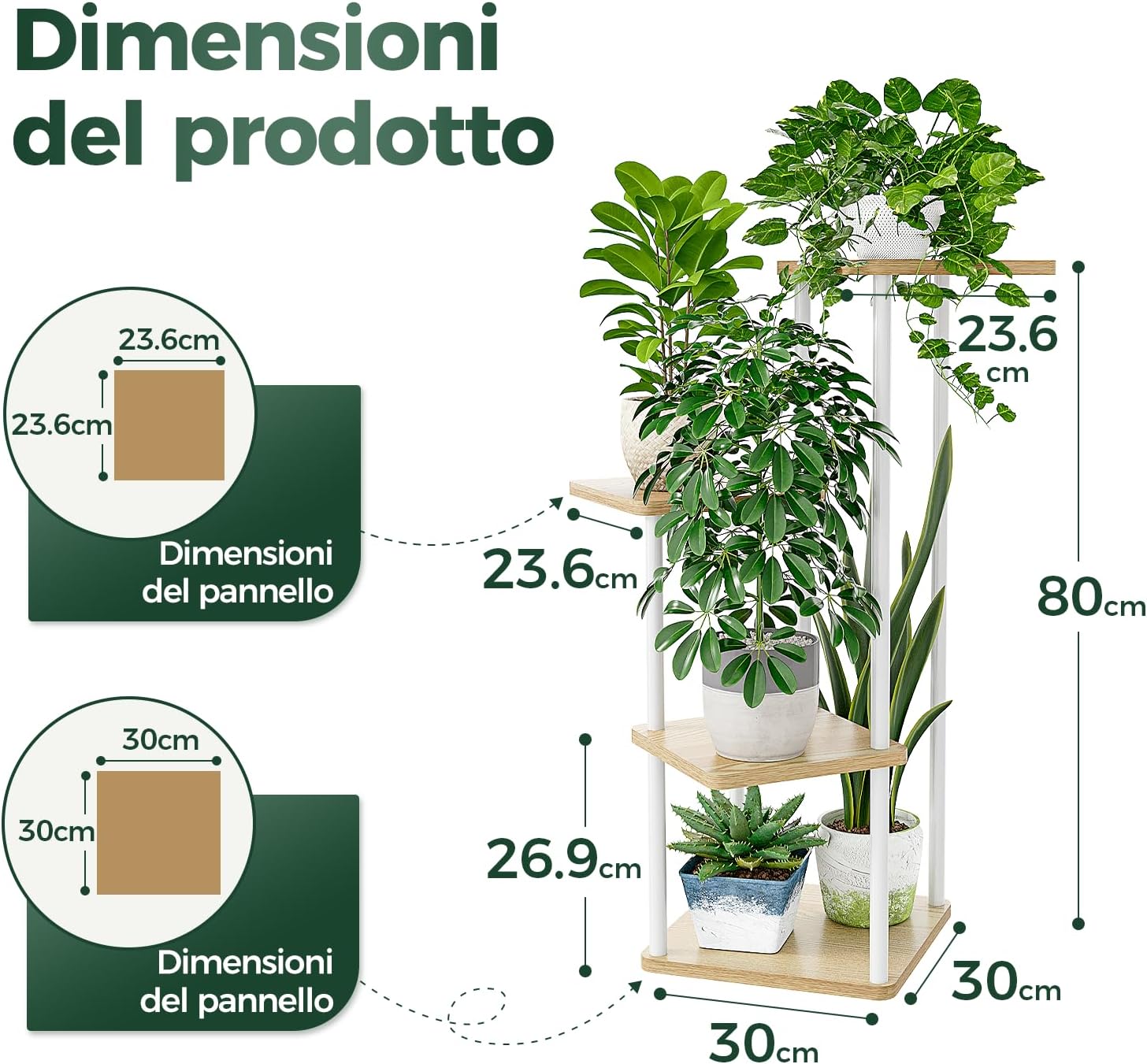 Thumbnail 4 de Bamworld Porta Piante a 4 Ripiani in Legno e Metallo — Scaffale Decorativo per Vasi da Interno ed Esterno