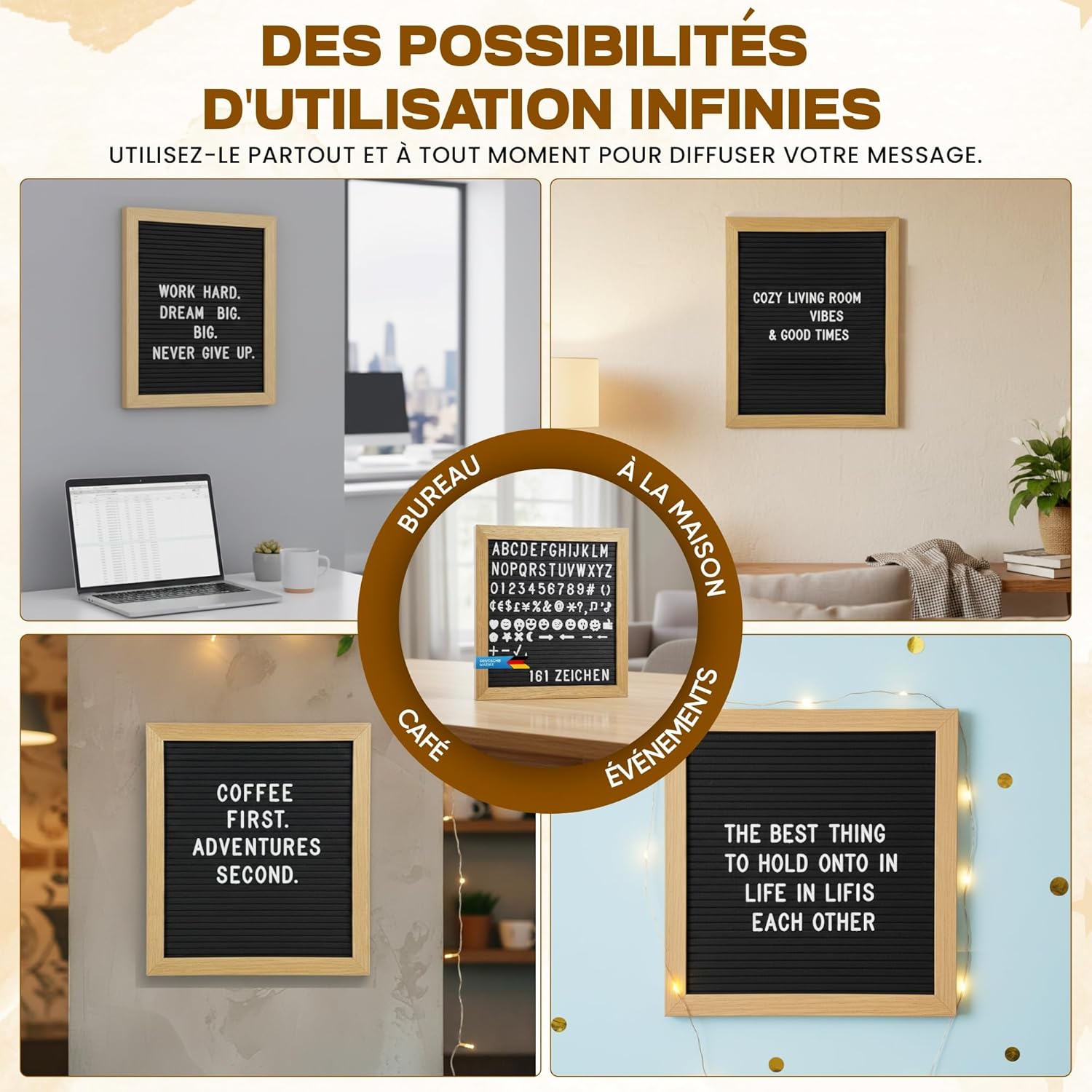 Thumbnail 6 de Tableau à Lettre Memoboard en bois de 27 cm – design rétro et pratique