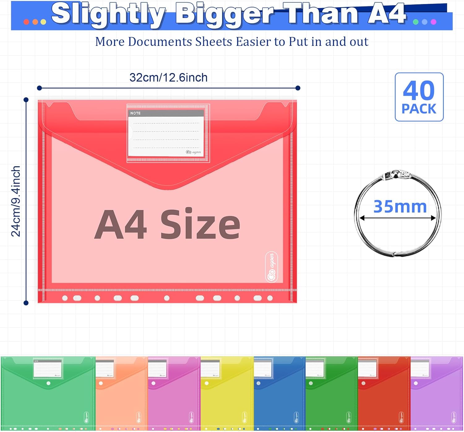 Thumbnail 1 de Agoer Lot de 40 Pochettes A4 📁