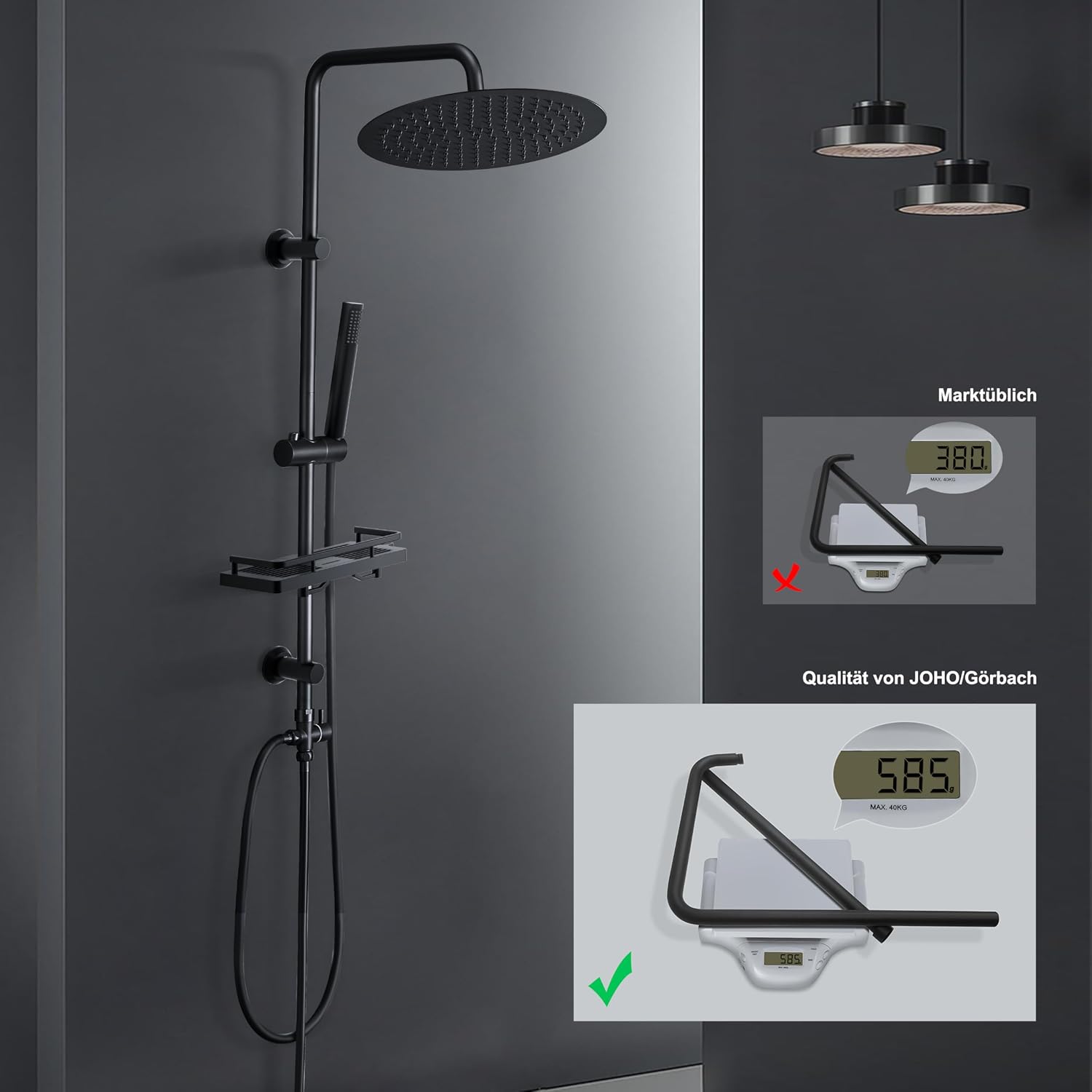 Thumbnail 6 de Görbach Regendusche Duschsystem Schwarz