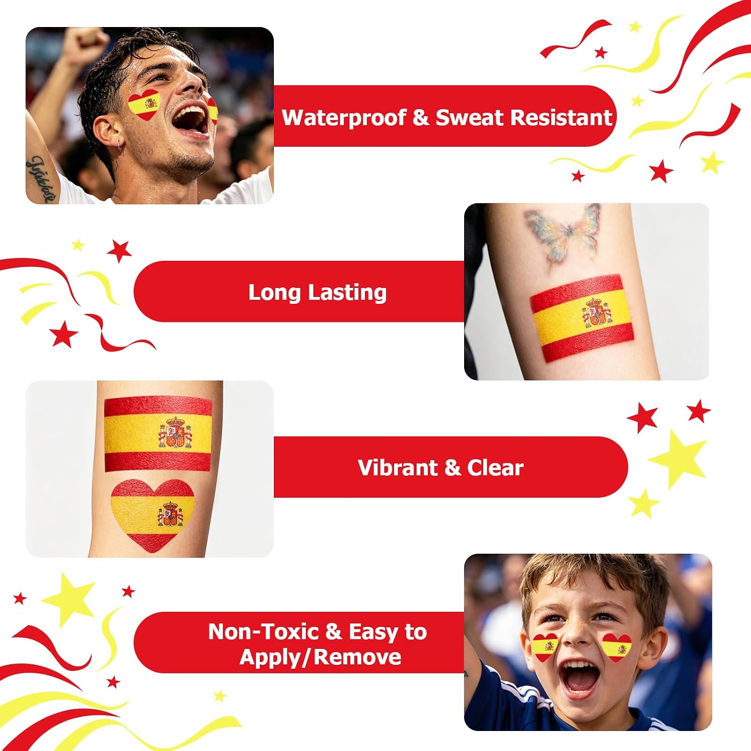 Detalle 2 de Spain Flag Temporary Tattoos