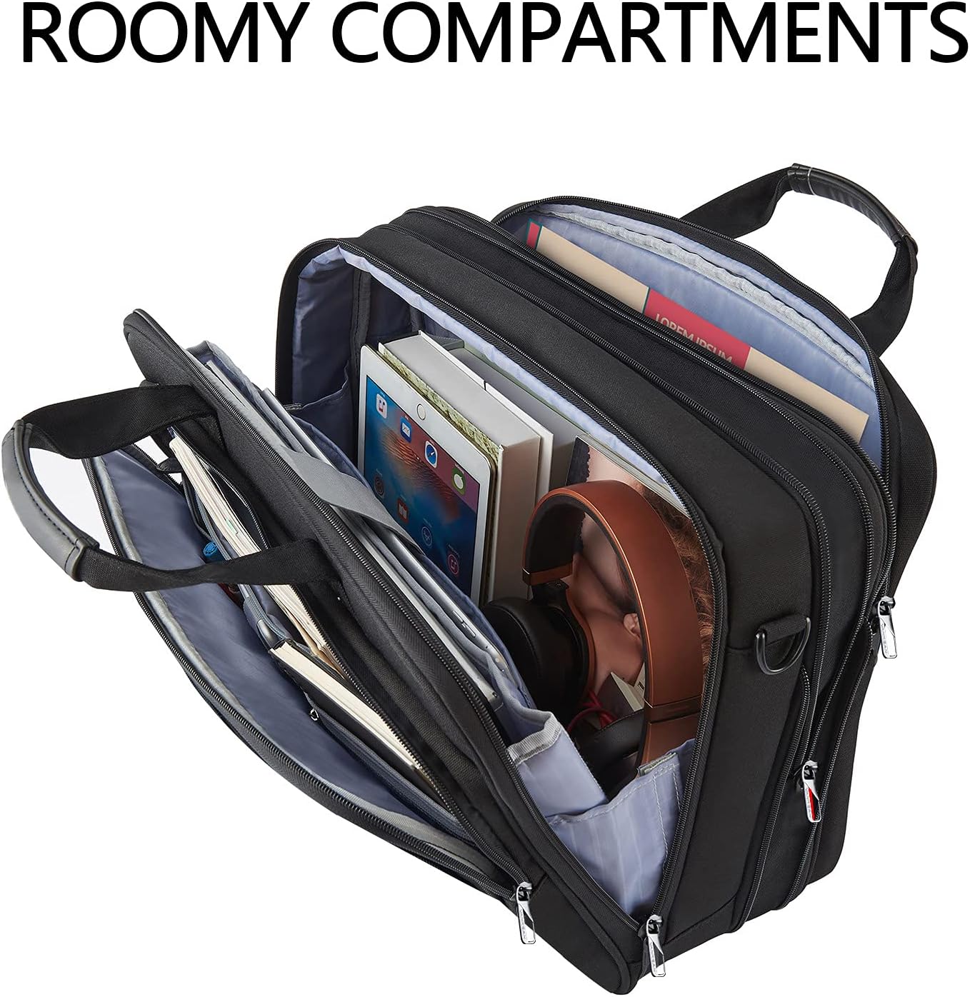 Detalle de VANKEAN premium laptop briefcase with water-repellent canvas and RFID pockets (fits up to 17.3-inch)