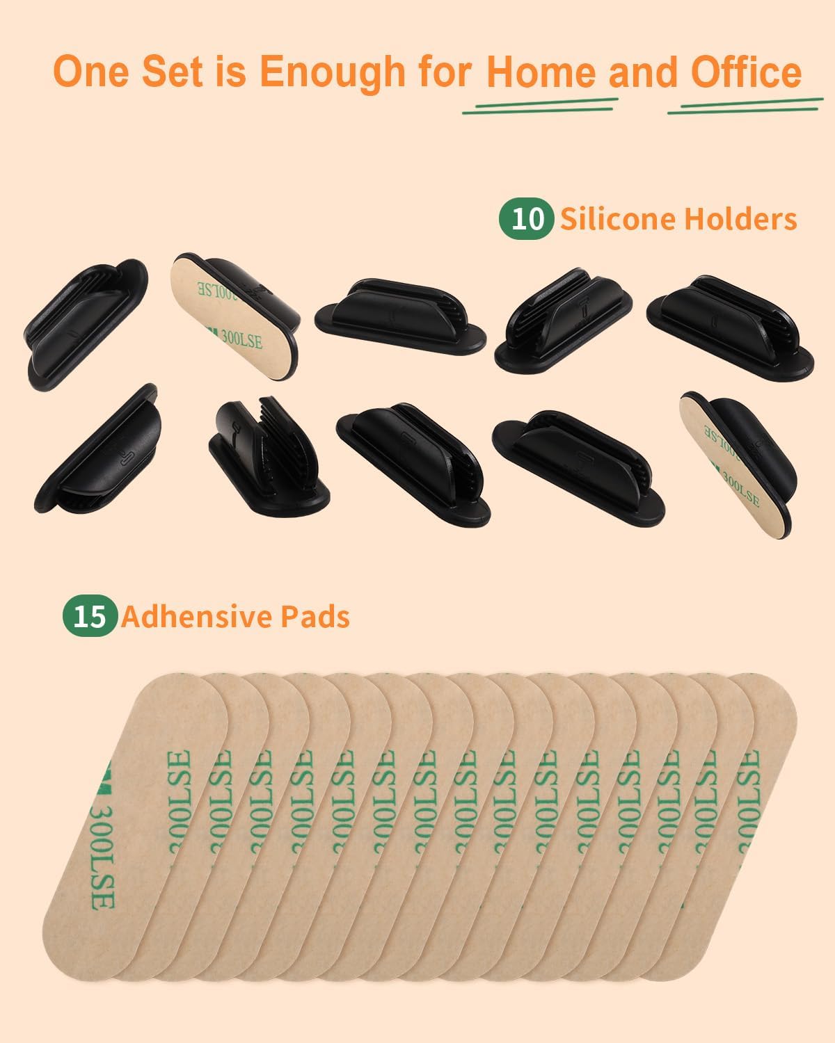 Detalle de Tiizze TJ-GJBZ-BLACK-20 Silicone Adhesive Pencil Holders, 20-Pack