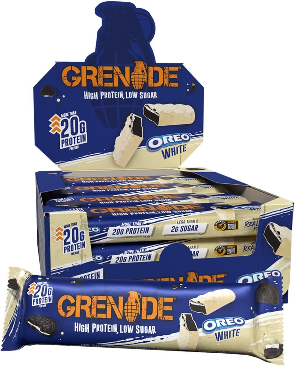 Detalle de Grenade OREO Weiß Proteinriegel 12×60 g 🍫