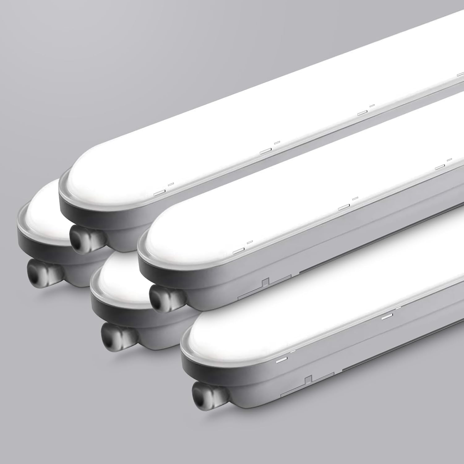 Detalle de TONFFI 5er-Set Feuchtraum-LED-Leuchte 120 cm, 36 W, 4.500 lm, 6.000 K (kaltweiß) mit IP65