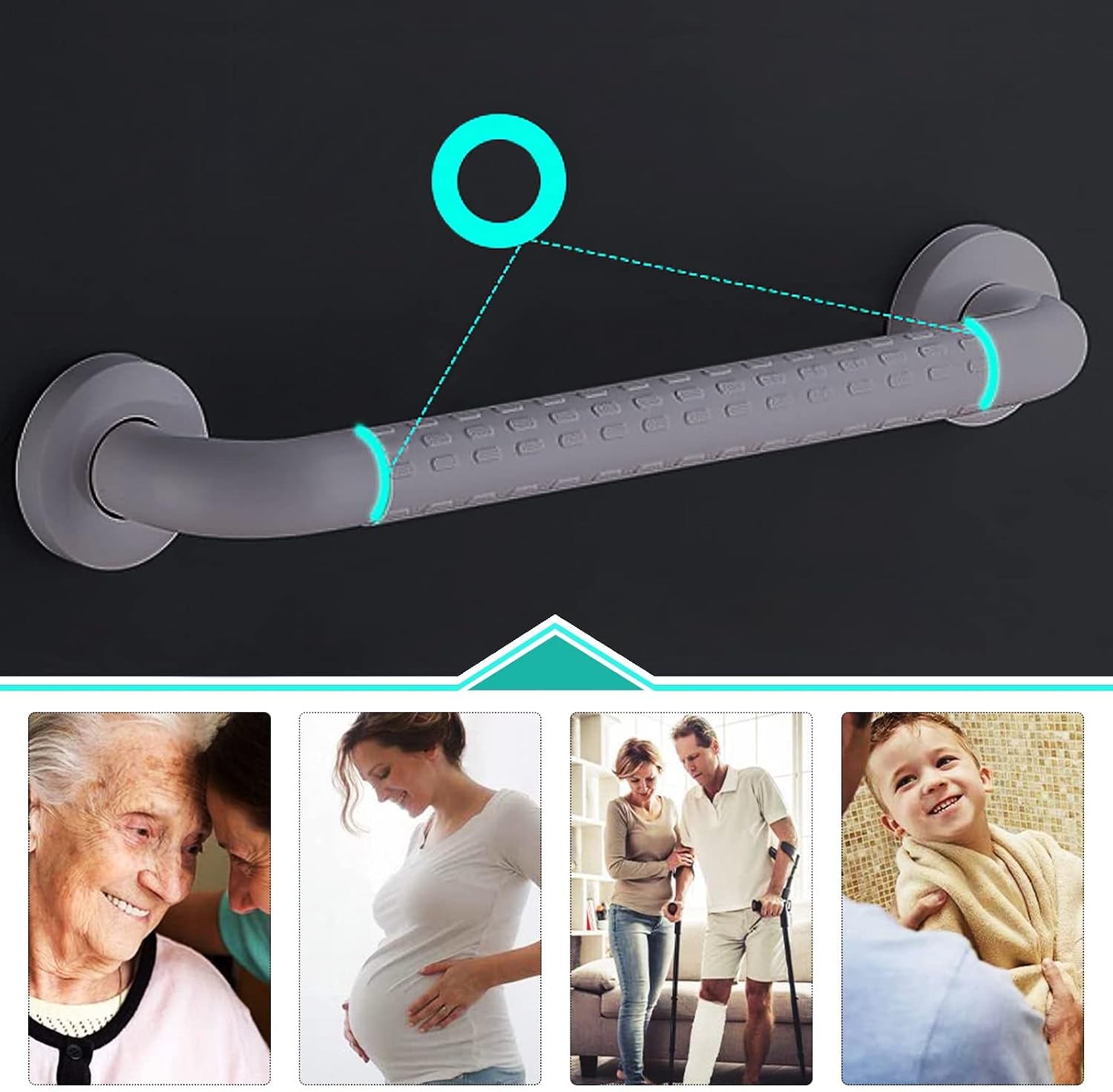 Thumbnail 4 de Bathroom Grab Rails with Non-Slip Grip for Elderly and Disabled