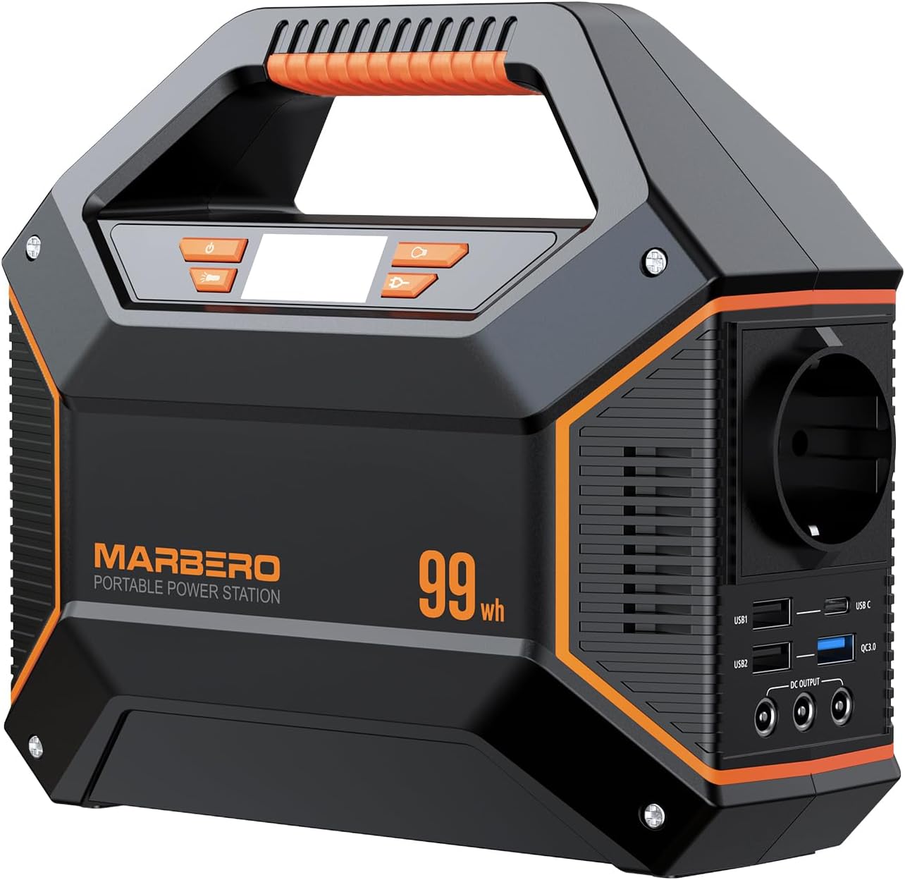 Detalle de MARBERO Tragbare Powerstation mit 230V Steckdose (99 Wh / 27.000 mAh), 150W AC, USB & DC sowie LED-SOS-Notlicht