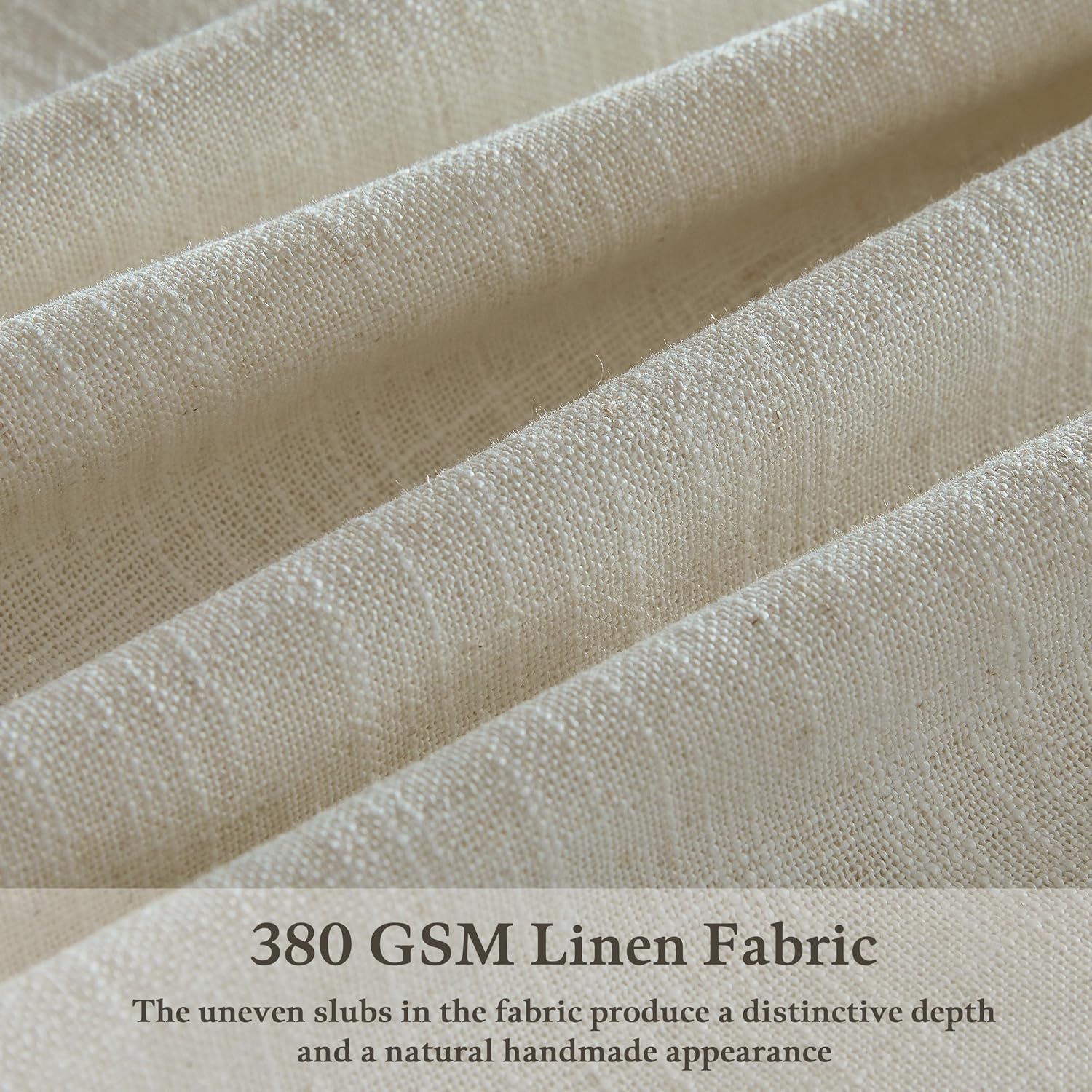 Detalle de Sand Beige Linen Curtains 102 in 🪟
