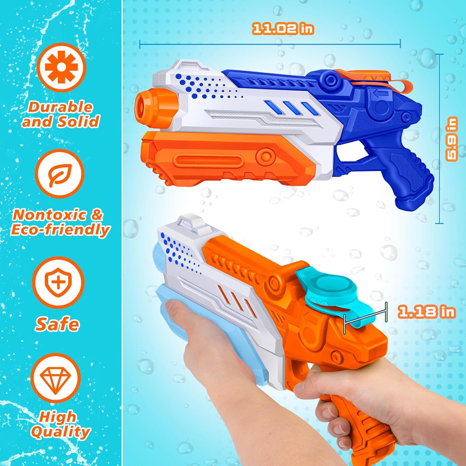 Thumbnail 3 de RONSTONE 4er-Pack Wasserpistolen (300 ml, 25–30 ft Reichweite) – Pump-Action für Kinder & Erwachsene