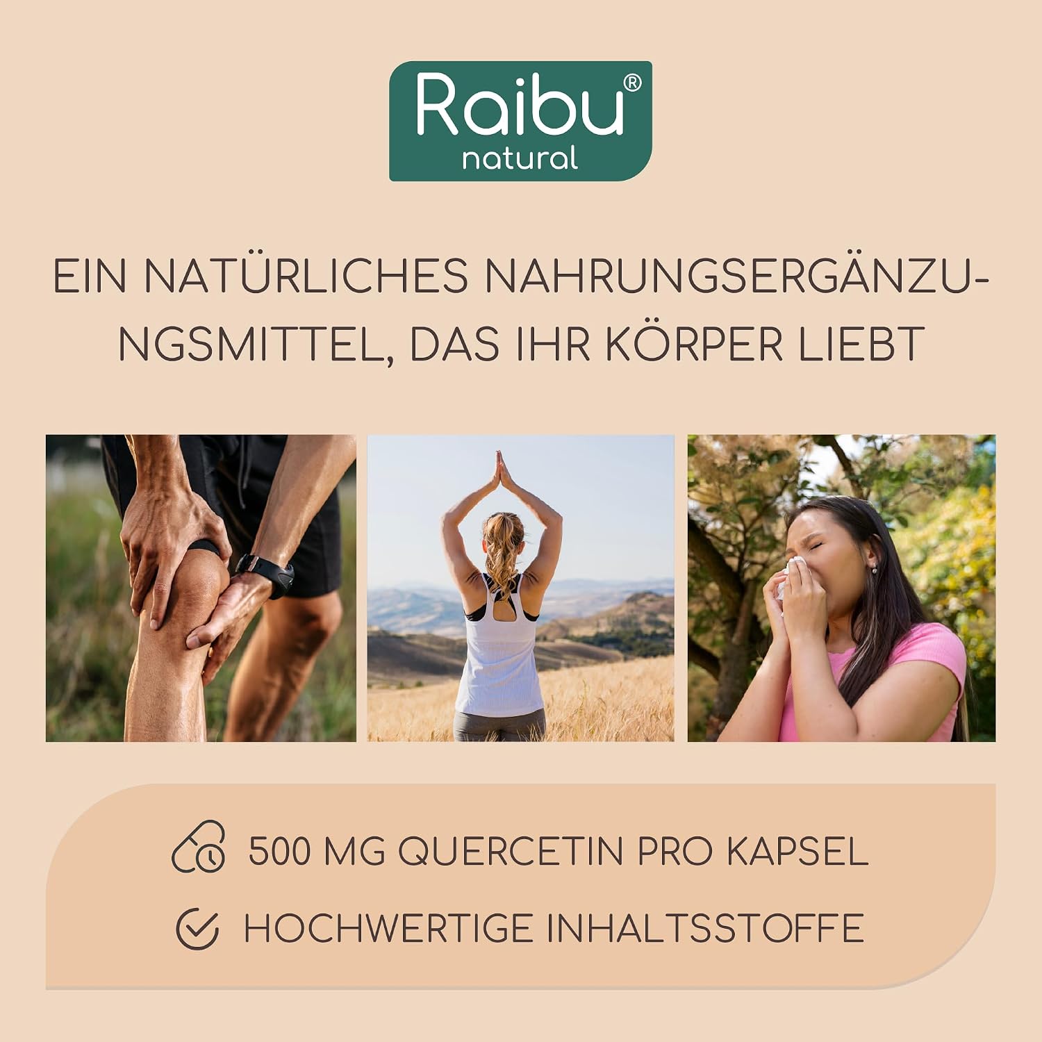 Thumbnail 1 de Quercetin Hochdosiert von Raibu – 180 Kapseln, 500 mg pro Kapsel, vegan, ohne Zusatzstoffe