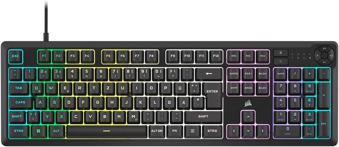 Detalle de Corsair K55 CORE RGB CH-9226C65-DE Wired Gaming Keyboard, QWERTZ DE
