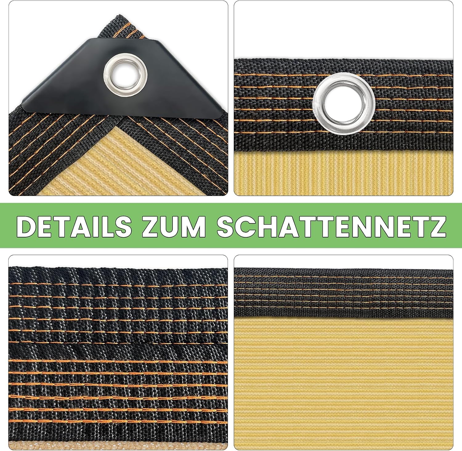Detalle de Filet d'ombrage avec œillets - Beige, 3 x 4 m, 90% d'ombrage, résistant UV