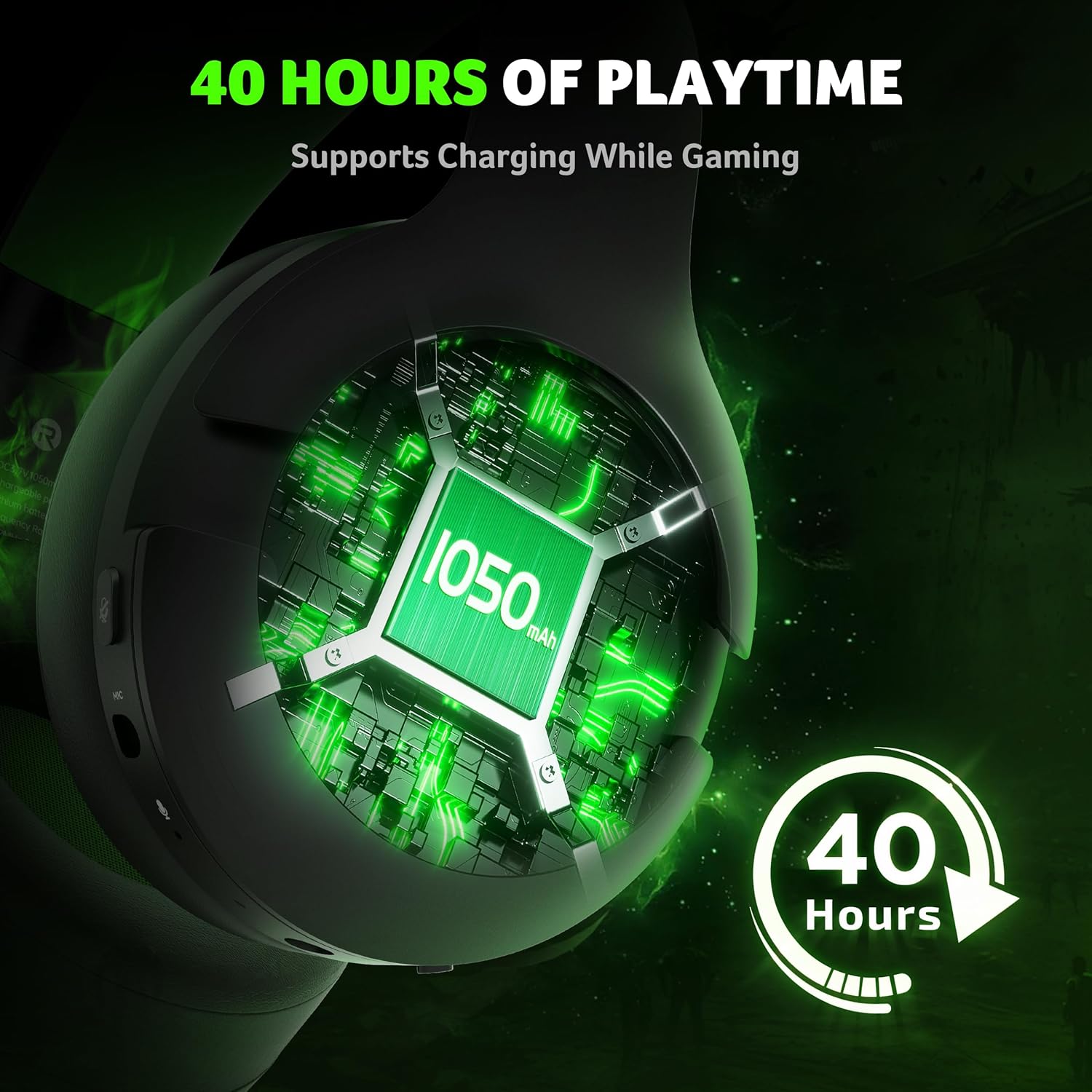 Thumbnail 4 de Acer Wireless Gaming Headset for Xbox Series X|S & Xbox One (Bluetooth 5.4, Noise-Canceling Mic, 40H Battery) – Black Green
