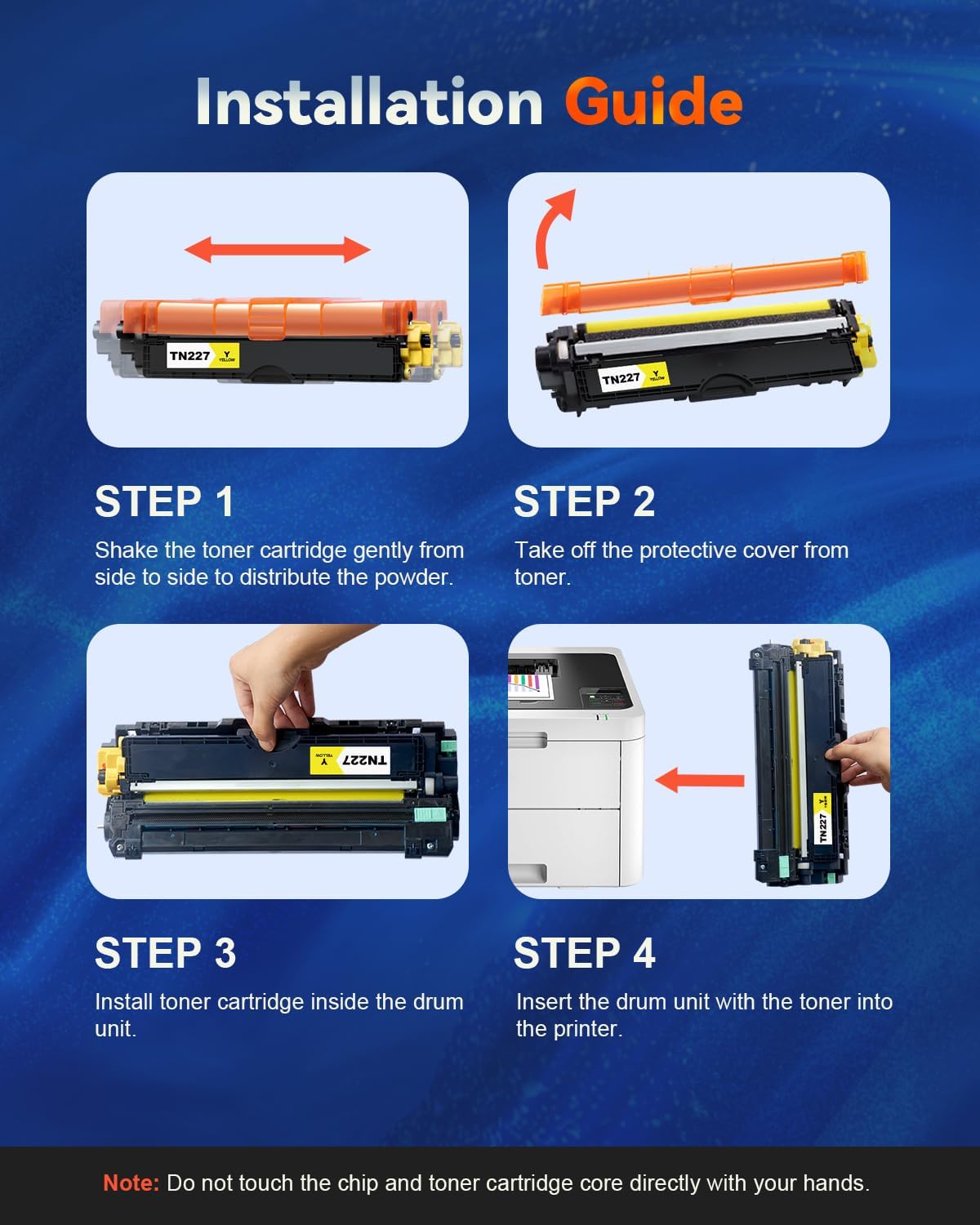 Detalle de Skydo TN227-4P TN227 Toner Cartridge, 4-Pack with Chip, High Yield