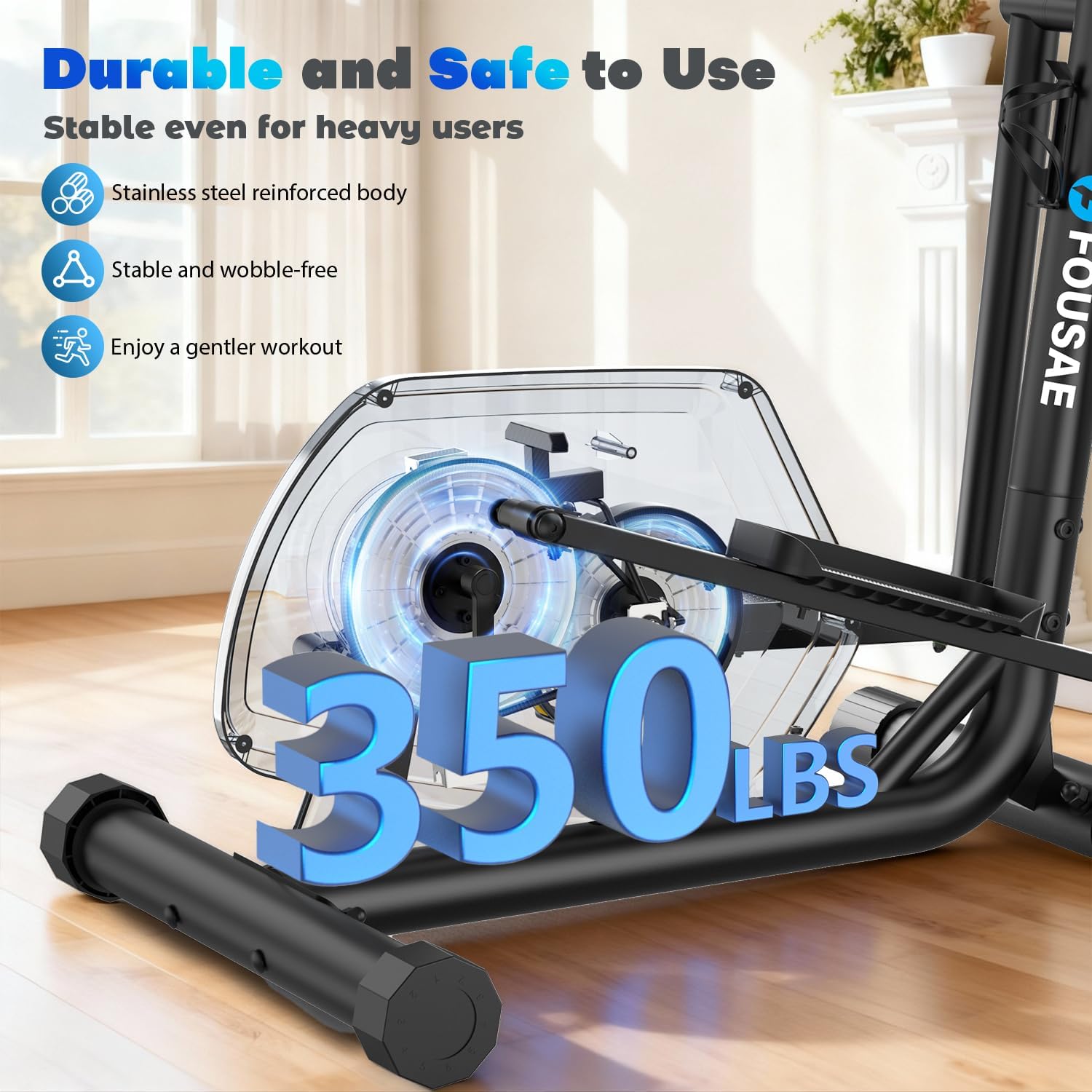 Detalle de FOUSAE FOUSAE Elliptical Trainer, 16-Level Magnetic Resistance, 15.5-Inch Stride