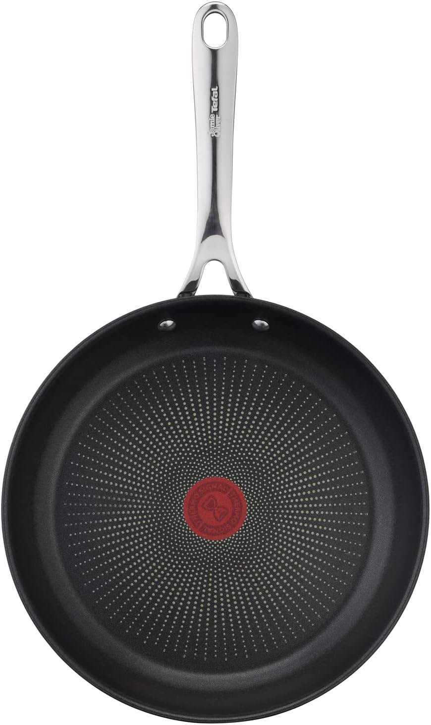 Detalle de Tefal Jamie Oliver Cook's Direct On Bratpfanne 28 cm – Edelstahl induktionsgeeignet, Titanium-Antihaft, Thermo-Signal